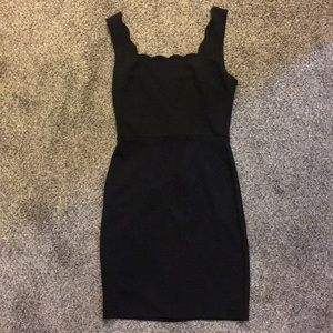 Scalloped black aqua dress